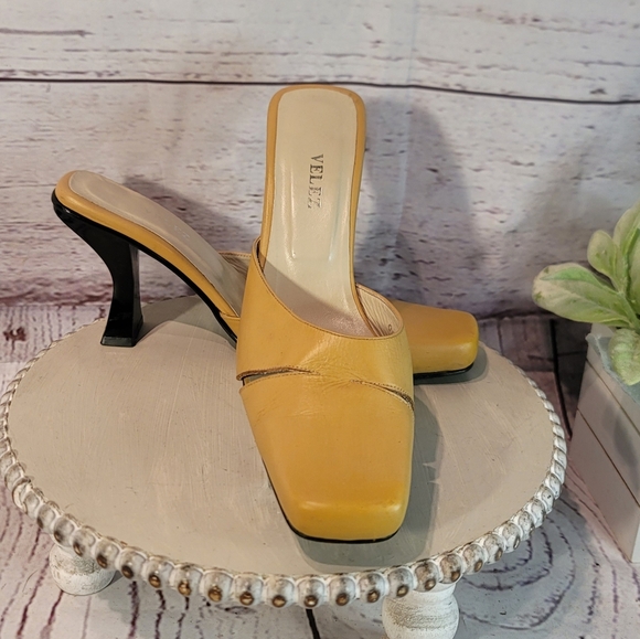 Velez Shoes - Velez Women's Camal Mustard Heeled Mules Size 36 / US 6
